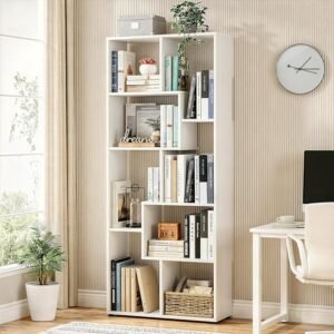 ABOUT SPACE Book Shelf for Home - 8 Shelves, Modern Engineered Wood Book Rack for Study Room, Book Organizer Stand for Library, Bedroom, Living Room, Office (L 60 x B 24 x H 161cm -White)