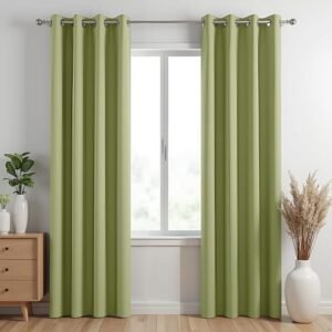 HOMEMONDE Thermal Insulated Room Darkening 5 Feet Window Curtains Pack of 1, Stainless Steel Eyelets, Heavy Blackouts, (Classic Green, 5 L x 4 W Feet)